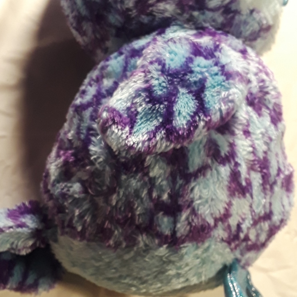 •Ty Beanie Boo Oscar the purple wise owl with shimmery Big eyes and toes 10.5in - Picture 8 of 11